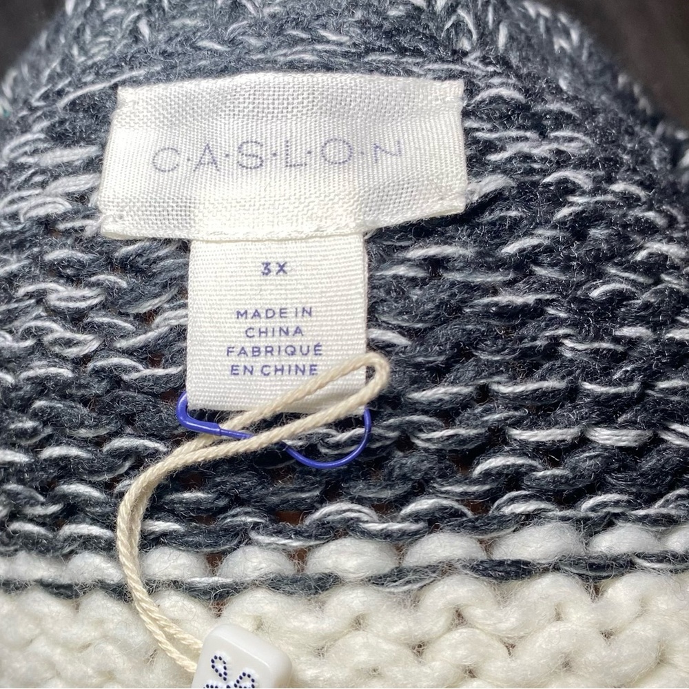 Caslon V-Neck Multi-Striped Knit Sweater Women’s Size 3X NWOT Multi-Colored - Picture 7 of 8
